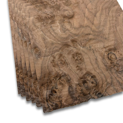 Nussbaum Maser Furnier | 6 Blätter | 25x25 cm