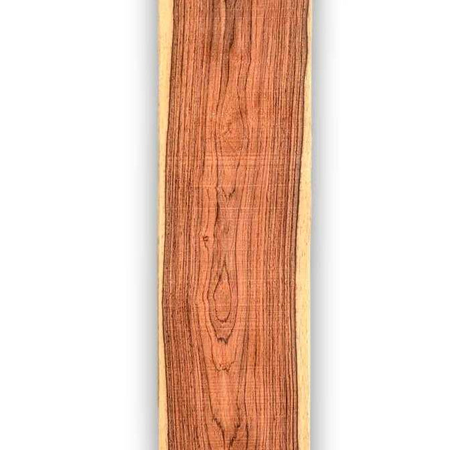 Los vel naturel Palissander fineer 90x15 cm, onbehandeld en zonder backing, geschikt voor marqueterie of creatieve toepassingen.